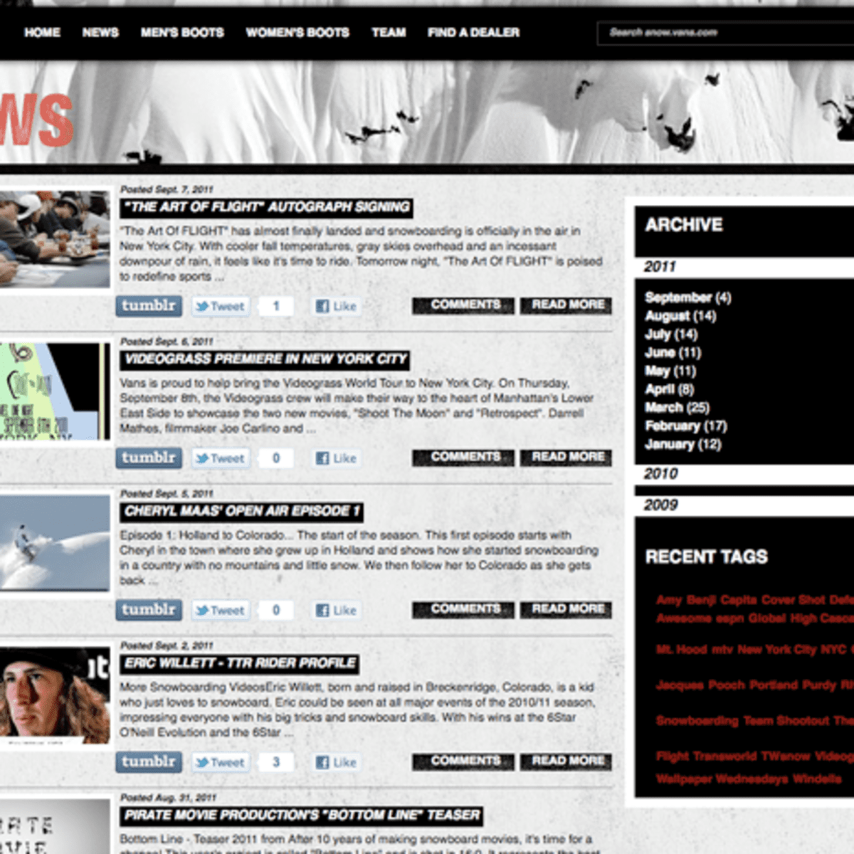 Vans Launches New Snow Site Snowboarder