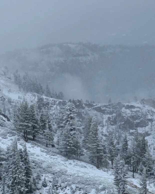 Snowfall at Palisades Tahoe, California on June 21, 2025.