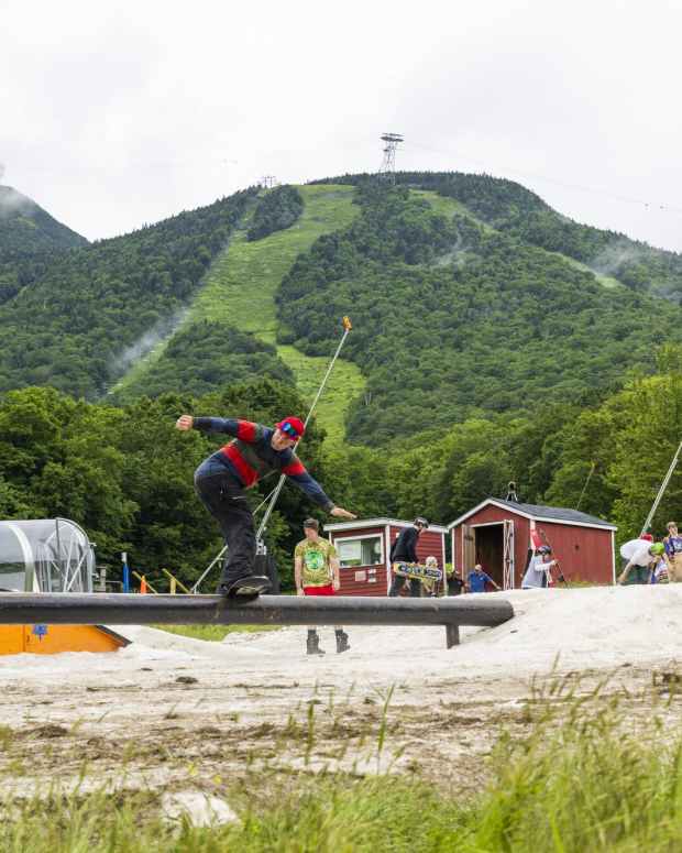 Summer snowboarding at Jay Peak, Vermont