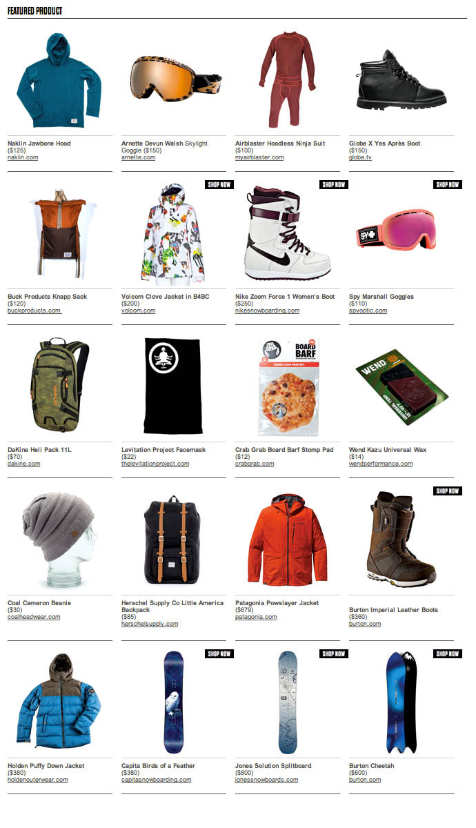2012 Holiday Snowboard Gear Gift Guide TransWorld SNOWboarding
