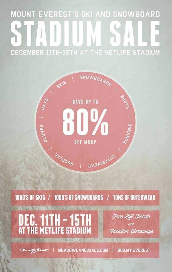 Mount Everest's Ski and Snowboard Sale at MetLife Stadium Snowboarder