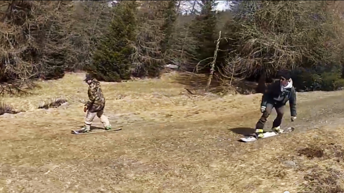 Snowboarding on Grass Snowboarder