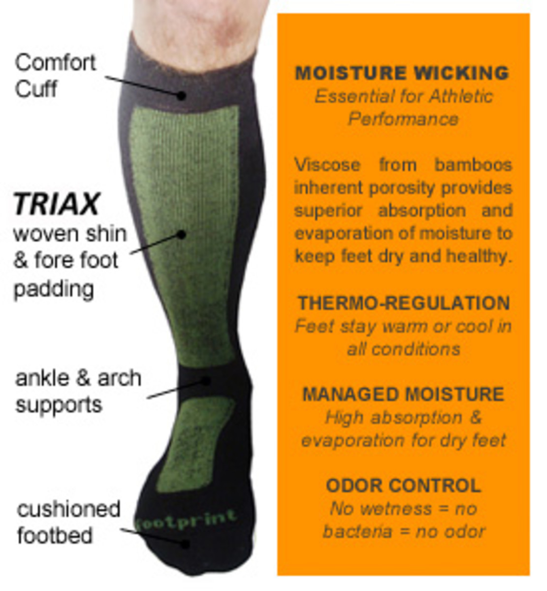 Footprint Bamboo Board Socks Snowboarder