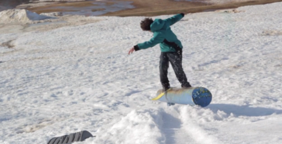 Colton Maddy shreds a toy Kmart snowboard TransWorld SNOWboarding Snowboarder