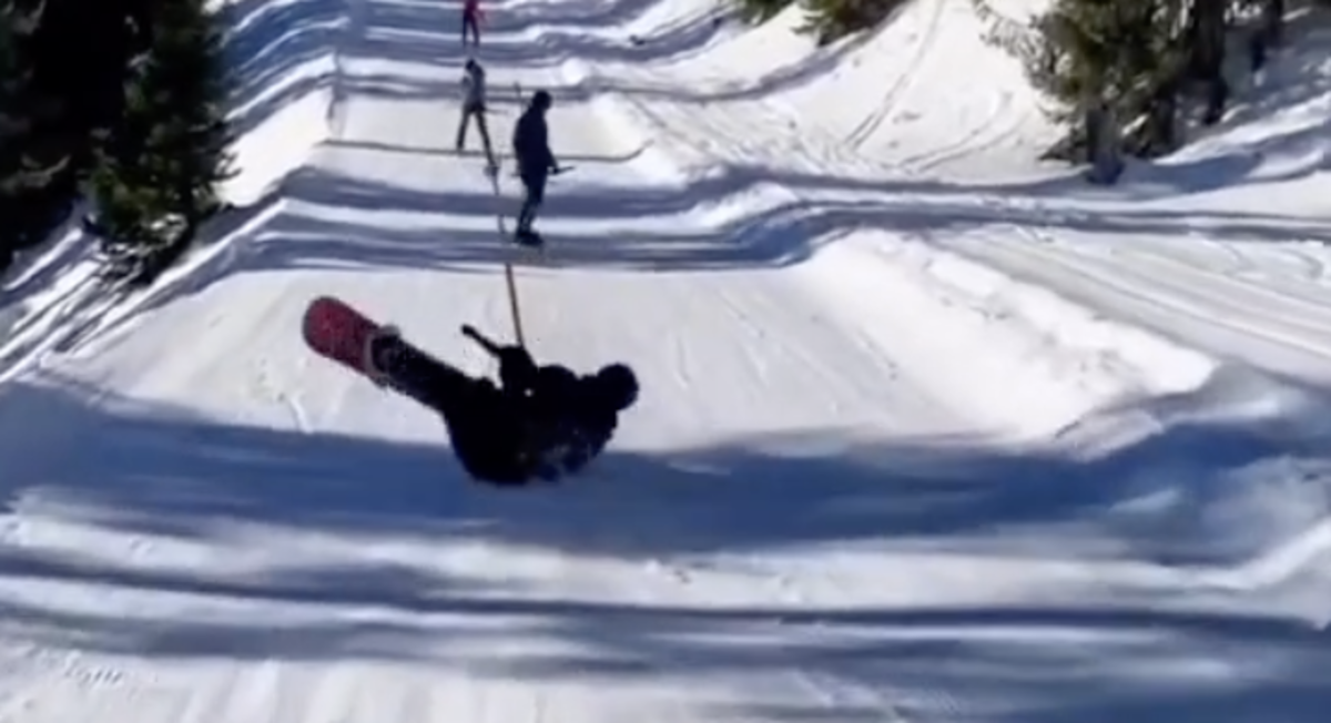 It Keeps Getting Worse Insane Rope Tow Fail Snowboarder