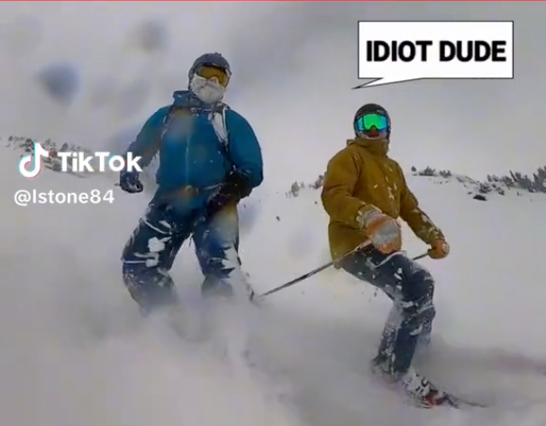 Look Arrogant Skier Tries To Crash Into Snowboarder