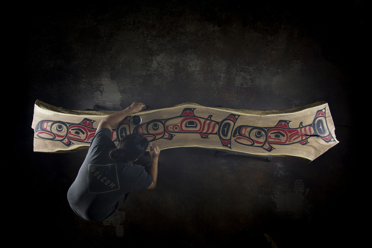 Tlingit artist James Johnson live edge painting
