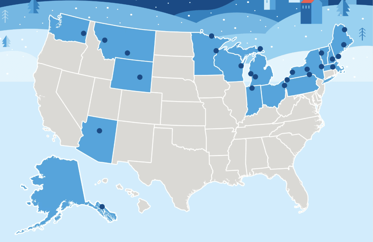 Study Reveals Snowiest Cities in the United States Snowboarder